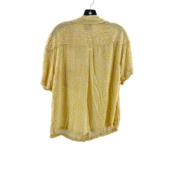 American Eagle Women's Yellow Floral Short Sleeve Button Shirt Top Size S - Picture 7 of 11
